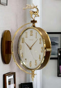 7942 Brown and white Double Sided Hanging Clock - english dialSide View