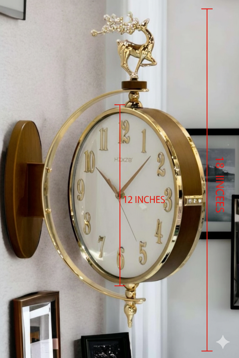7942 Brown and white Double Sided Hanging Clock - english dialSide View