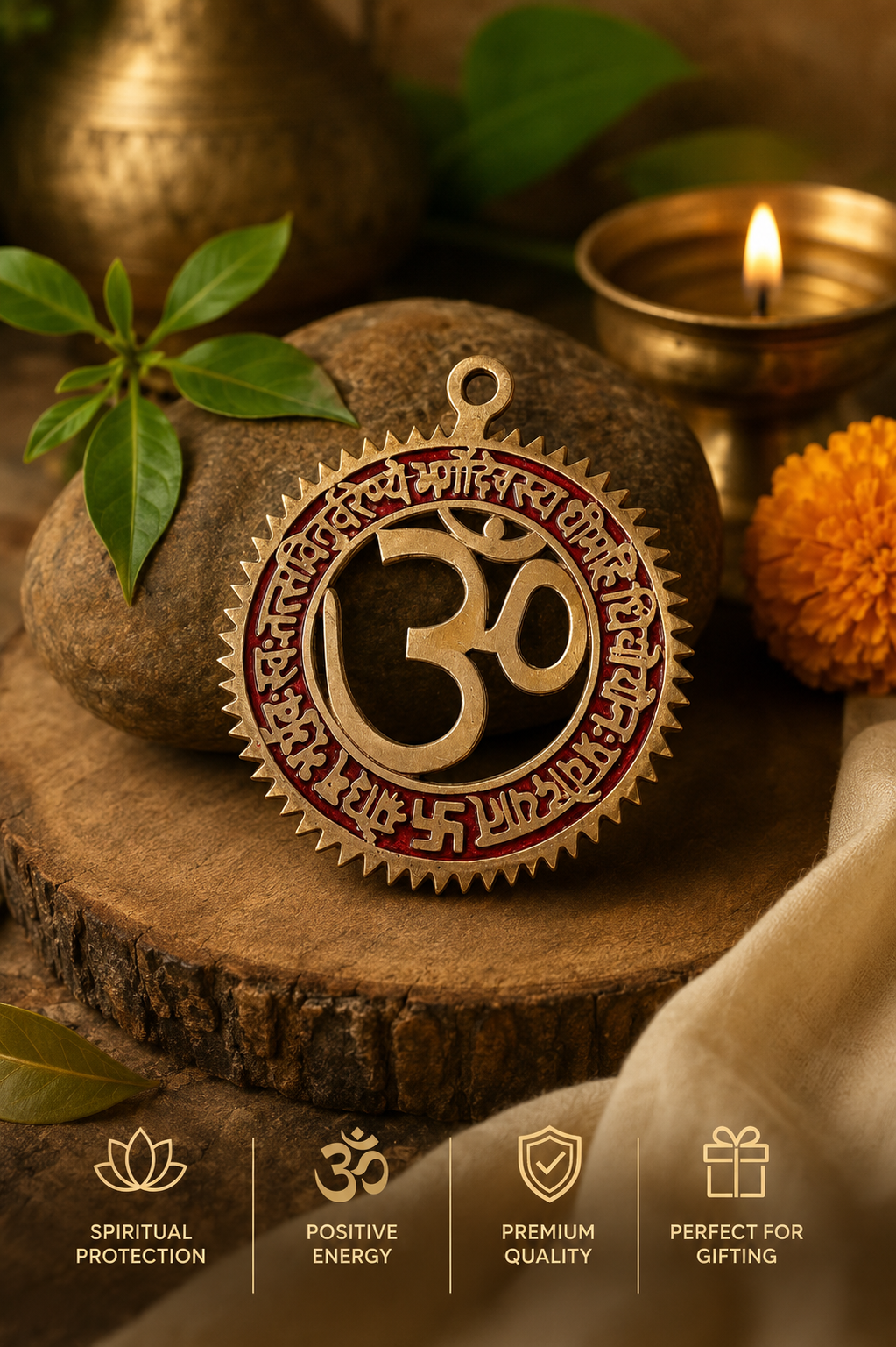 Premium Brass Om Wall Hanging For Home Entrance Door, Temple, Office, Pooja Room Decor | Positive Energy | Housewarming & Festival Gift