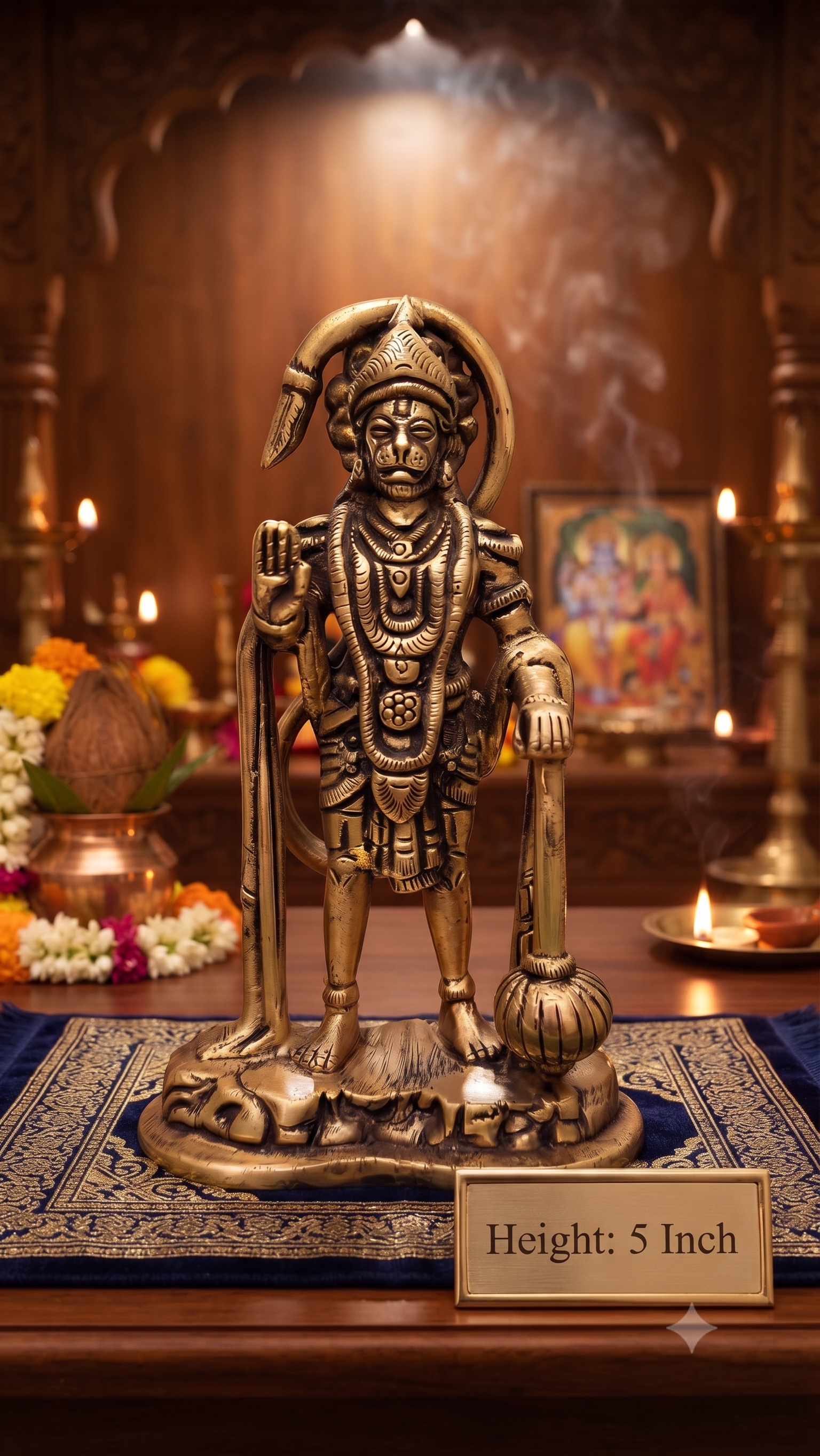 Premium Panchdhatu Hanuman Ji Idol | Super Fine Finish 5-Inch Bajrangbali Murti by Devicrafts