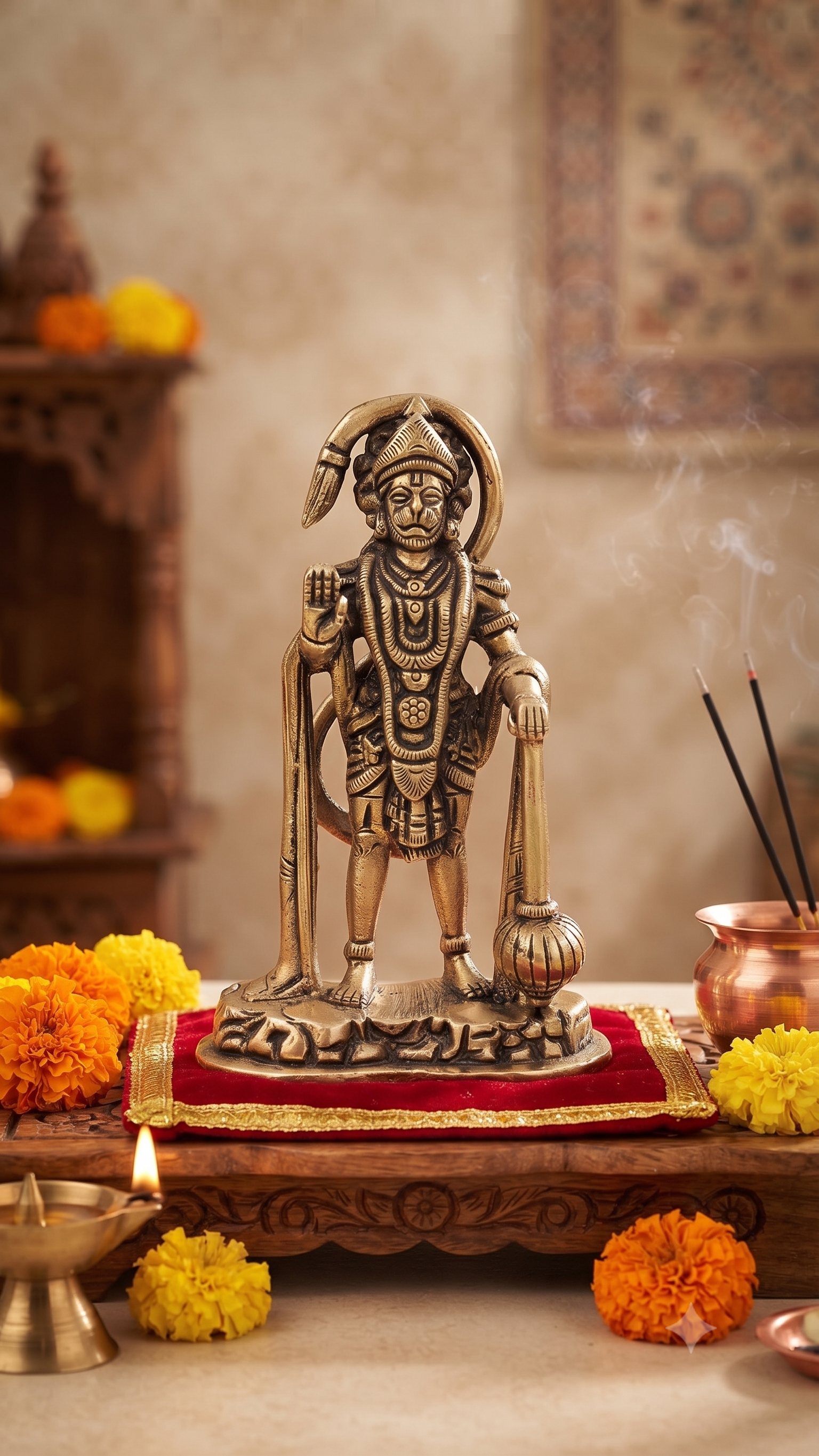 Premium Panchdhatu Hanuman Ji Idol | Super Fine Finish 5-Inch Bajrangbali Murti by Devicrafts
