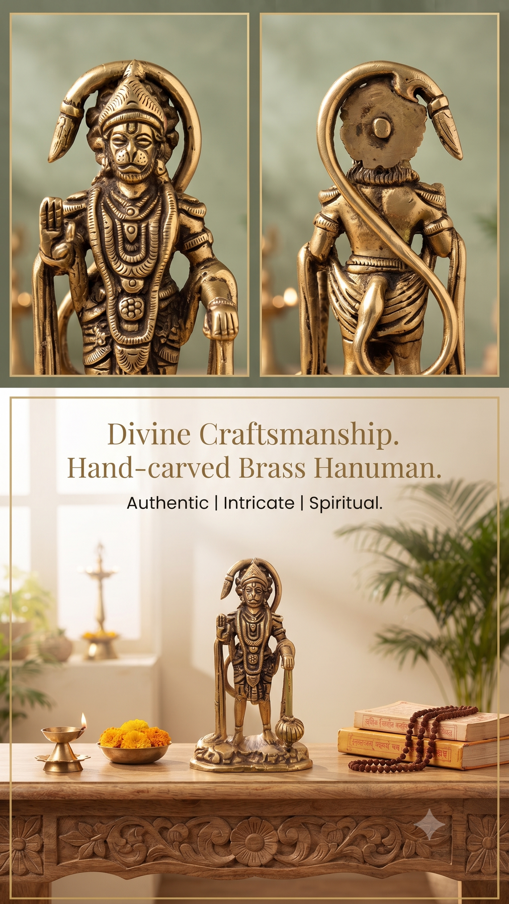 Premium Panchdhatu Hanuman Ji Idol | Super Fine Finish 5-Inch Bajrangbali Murti by Devicrafts