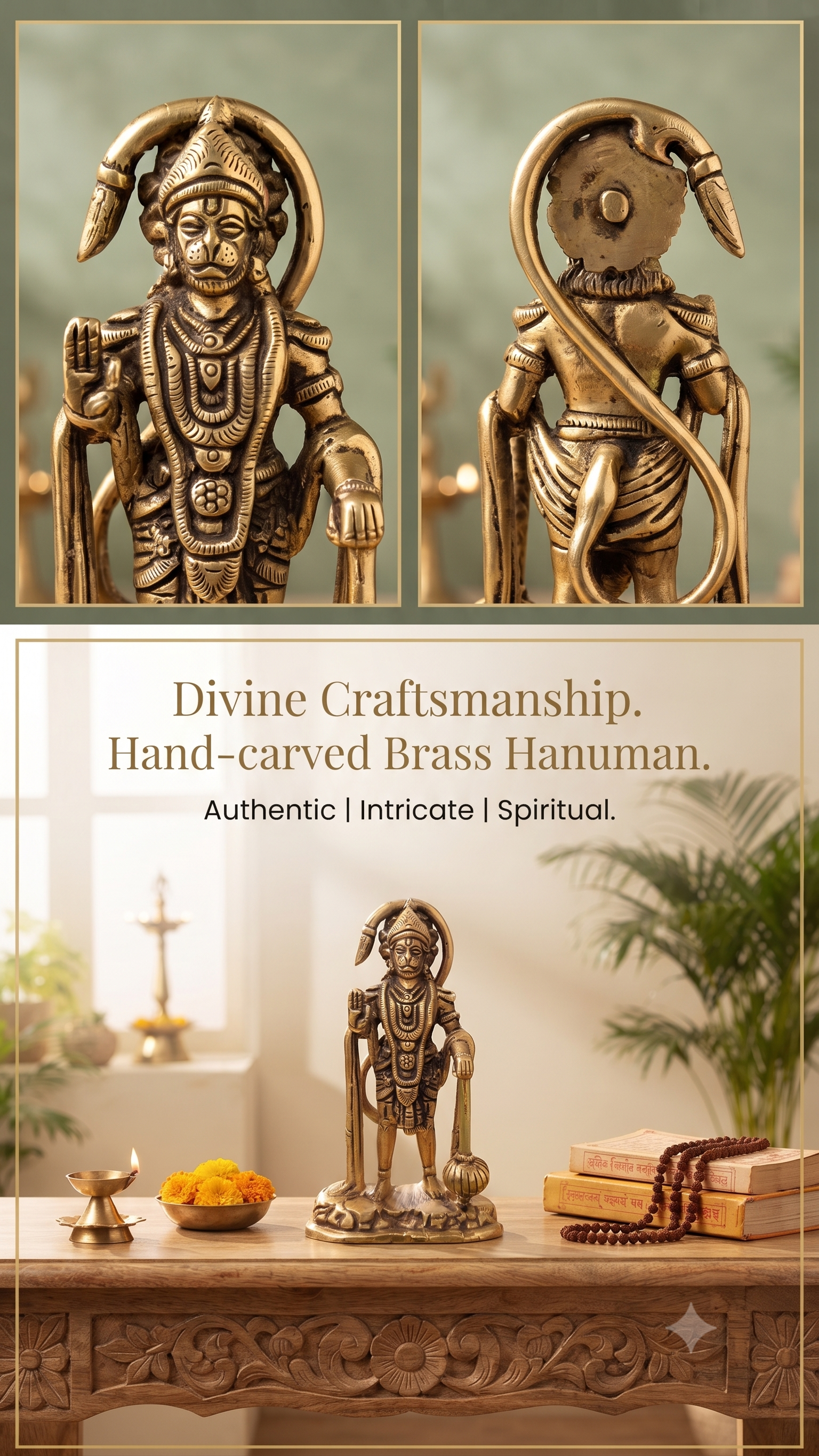 Premium Panchdhatu Hanuman Ji Idol | Super Fine Finish 5-Inch Bajrangbali Murti by Devicrafts