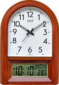 Sonam SLC 14017 Arch-Shaped Wooden Wall Clock with Digital LCD & Temperature