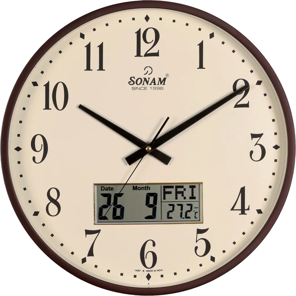 Sonam Quartz SLC 14087 SWP Analog & Digital Wall Clock