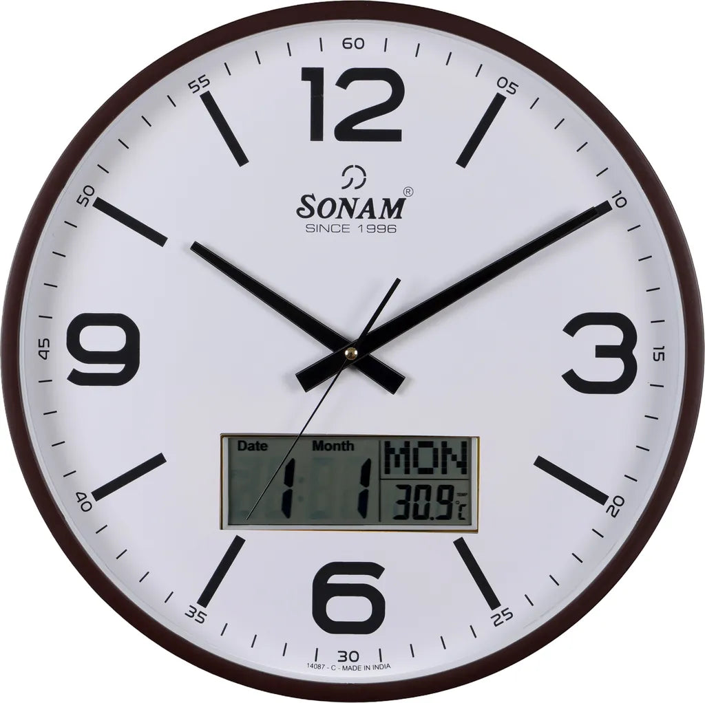 Sonam Quartz SLC 14087 SWP Analog & Digital Wall Clock