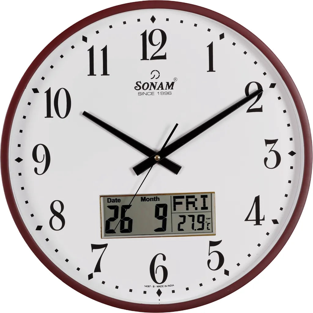 Sonam Quartz SLC 14087 SWP Analog & Digital Wall Clock