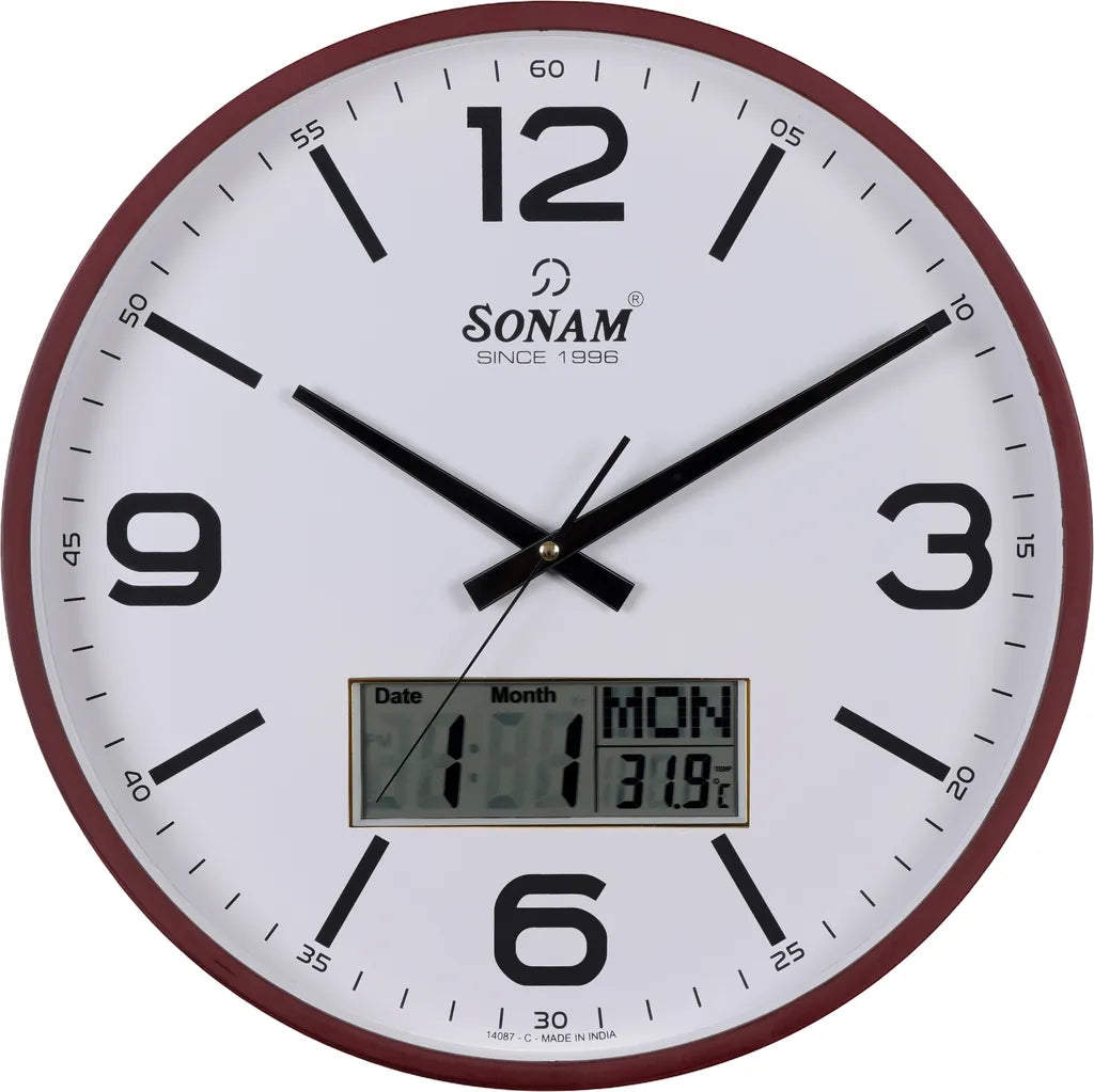 Sonam Quartz SLC 14087 SWP Analog & Digital Wall Clock