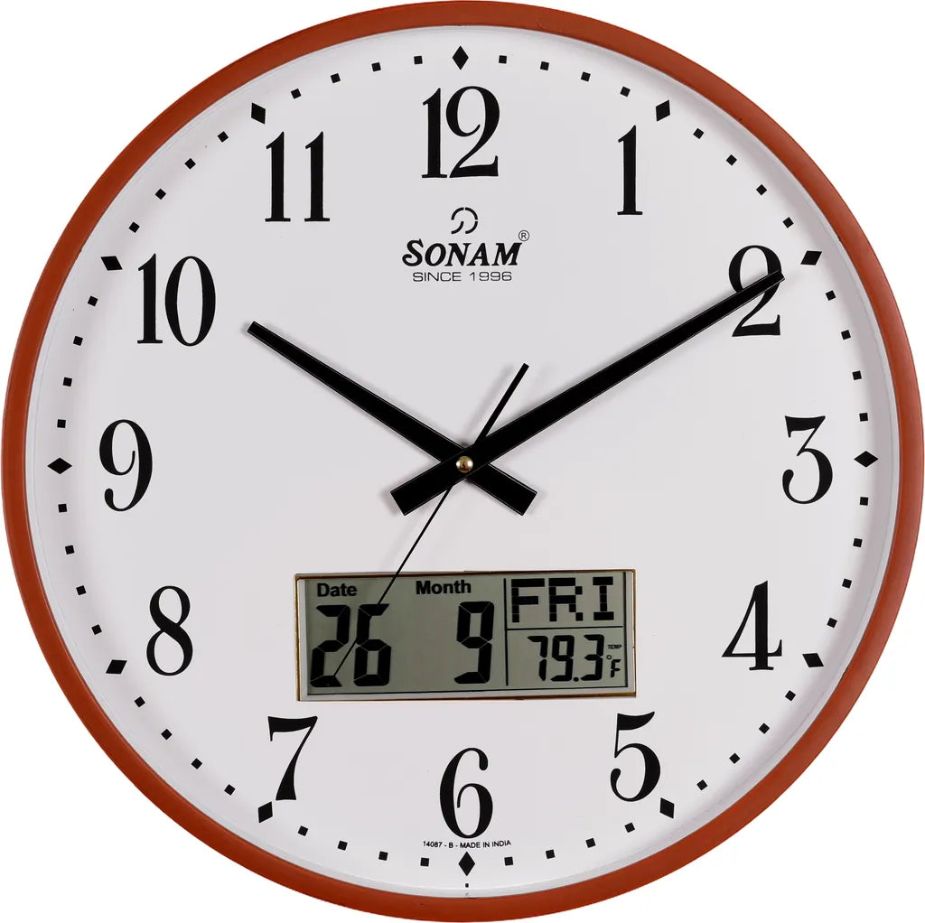 Sonam Quartz SLC 14087 SWP Analog & Digital Wall Clock