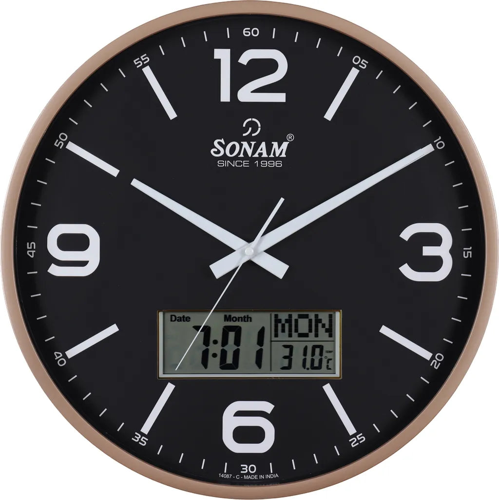 Sonam Quartz SLC 14087 SWP Analog & Digital Wall Clock