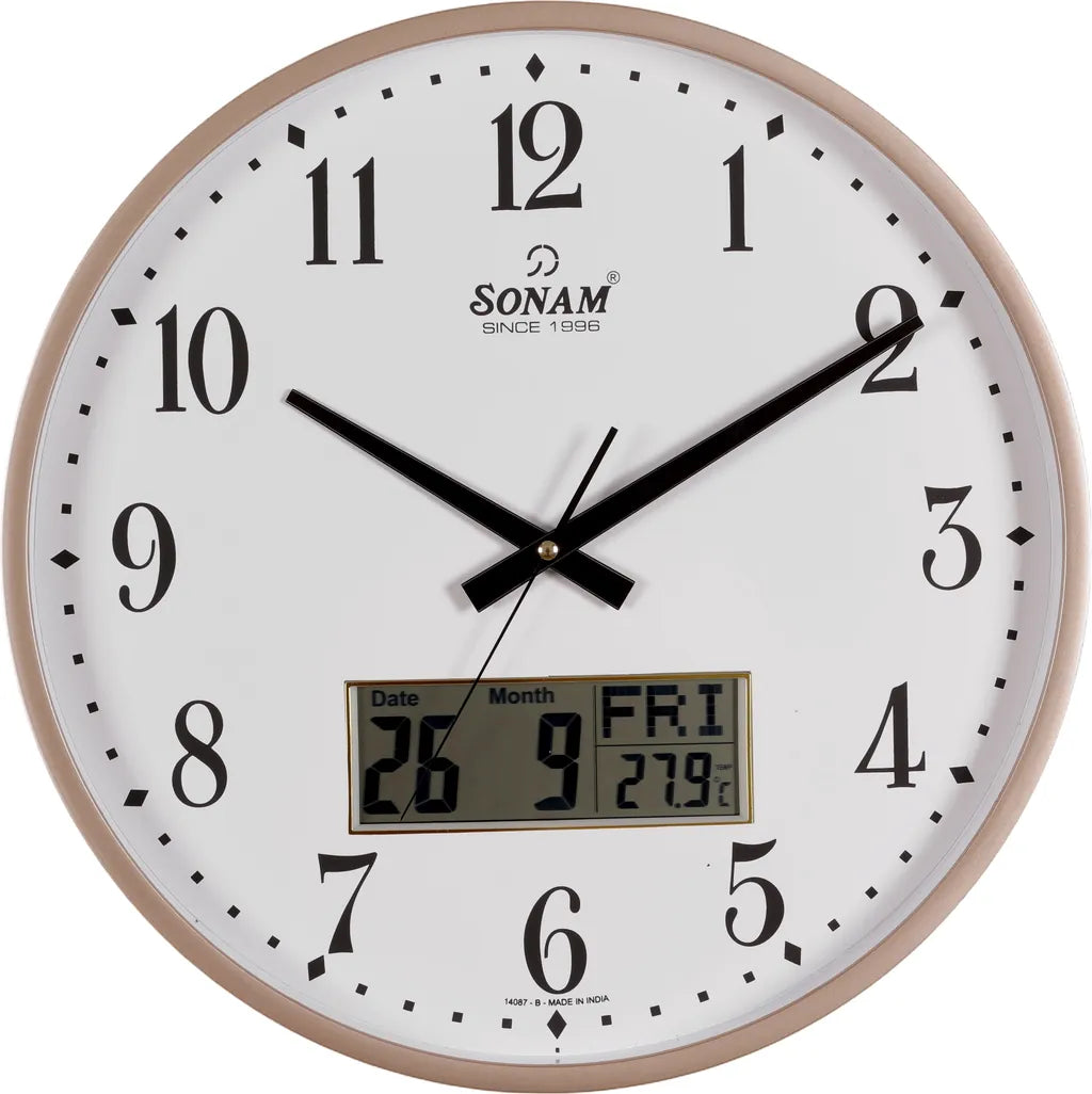 Sonam Quartz SLC 14087 SWP Analog & Digital Wall Clock
