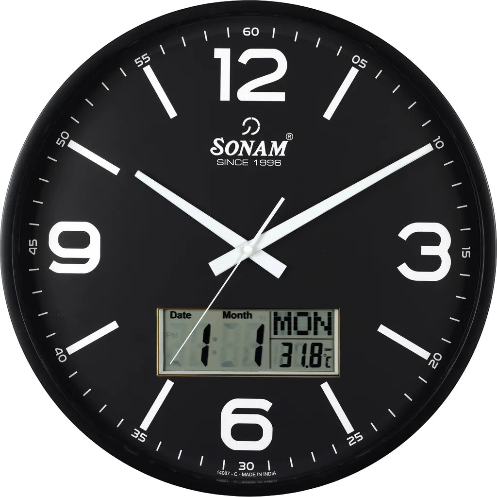Sonam Quartz SLC 14087 SWP Analog & Digital Wall Clock
