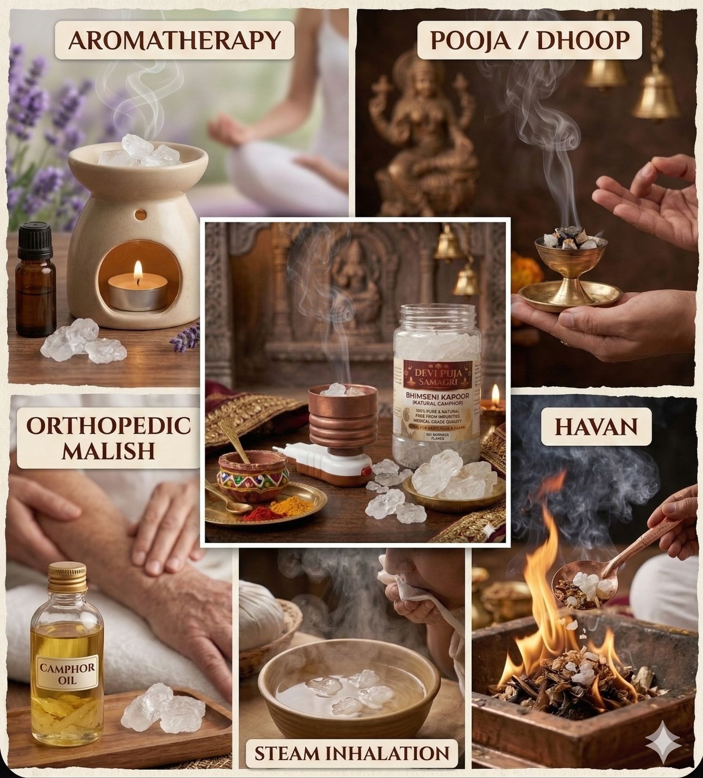 100% Pure Bhimseni Camphor Flakes– Medical Grade Karpooram for Pooja, Havan & Aromatherapy – Natural Inhalation & Diffuser Kapoor – Long Burning & Super Strong Fragrance