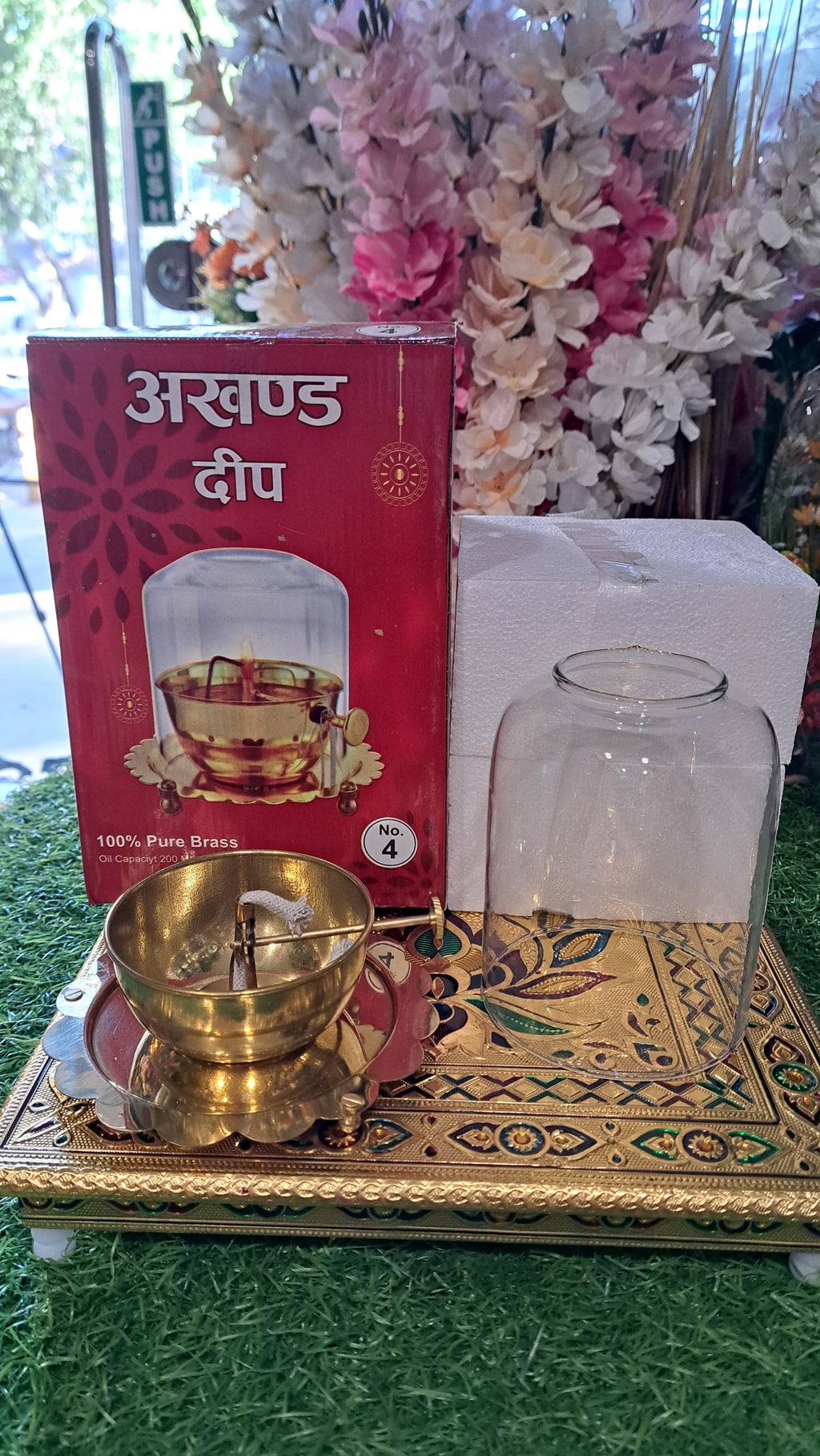 Pure Brass Akhand Deep Oil Lamp with Borosilicate Glass Cover - Premium Akhand Jyoti Diya for Mandir, Diwali Pooja, Home Decor & Gifting