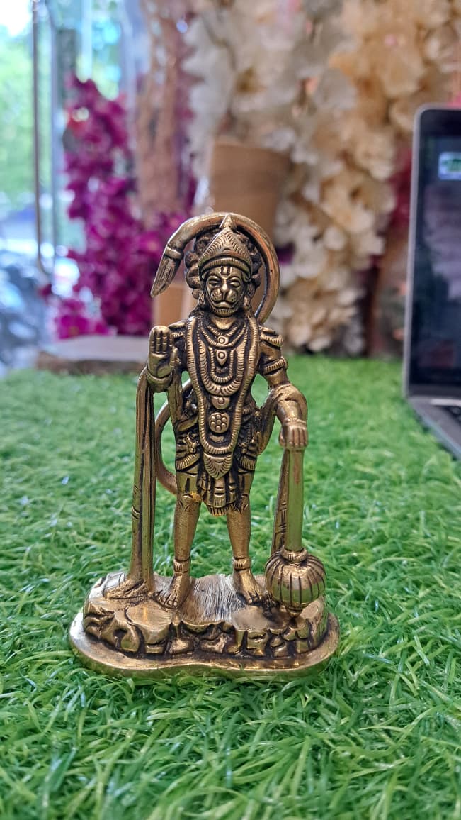Premium Panchdhatu Hanuman Ji Idol | Super Fine Finish 5-Inch Bajrangbali Murti by Devicrafts