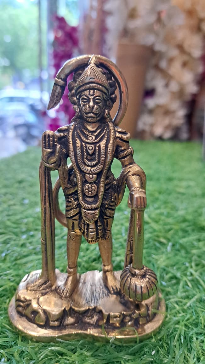 Premium Panchdhatu Hanuman Ji Idol | Super Fine Finish 5-Inch Bajrangbali Murti by Devicrafts