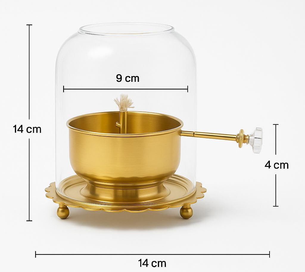 Pure Brass Akhand Deep Oil Lamp with Borosilicate Glass Cover - Premium Akhand Jyoti Diya for Mandir, Diwali Pooja, Home Decor & Gifting