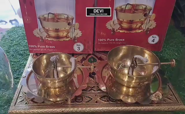 Pure Brass Akhand Deep Oil Lamp with Borosilicate Glass Cover - Premium Akhand Jyoti Diya for Mandir, Diwali Pooja, Home Decor & Gifting